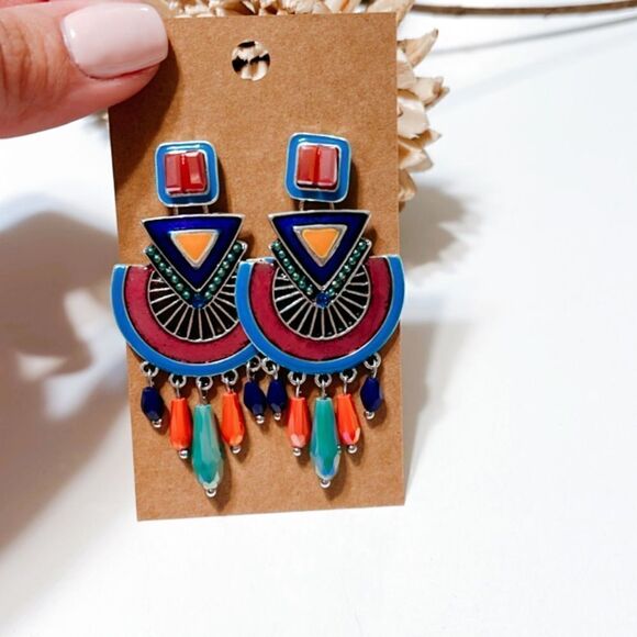 Boho statement earrings M250 - Picture 4 of 5